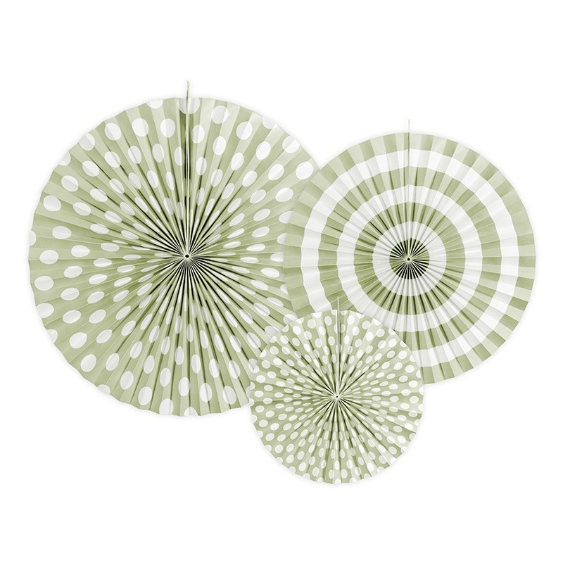 3 spring party paper rosettes green