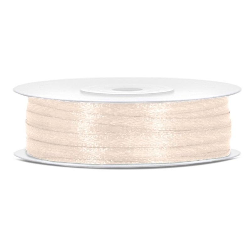 50m satin gift ribbon light cream 3mm wide