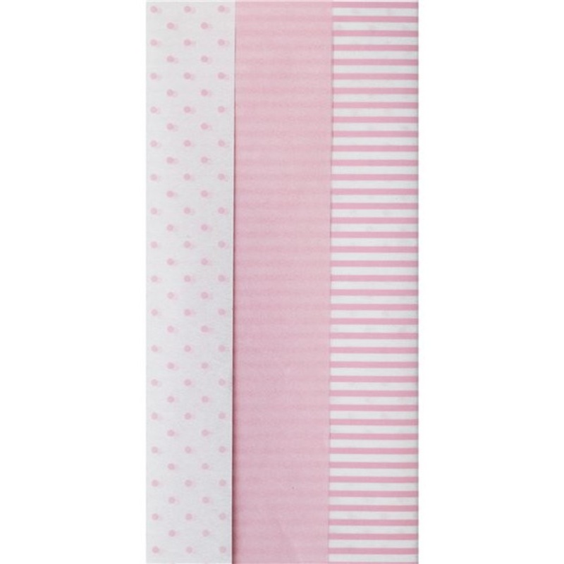 6 sheets of pattern mix tissue paper pink