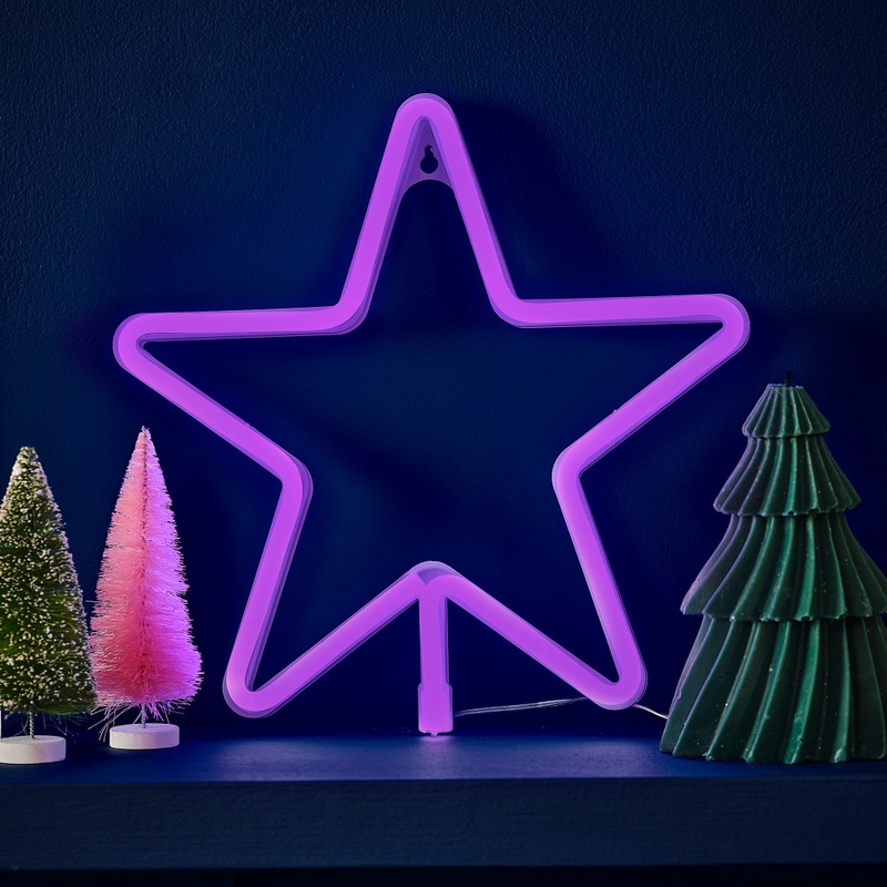 Purple star light decoration 28cm