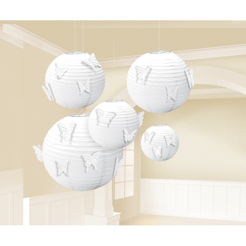 Summer butterfly lanterns white 24cm