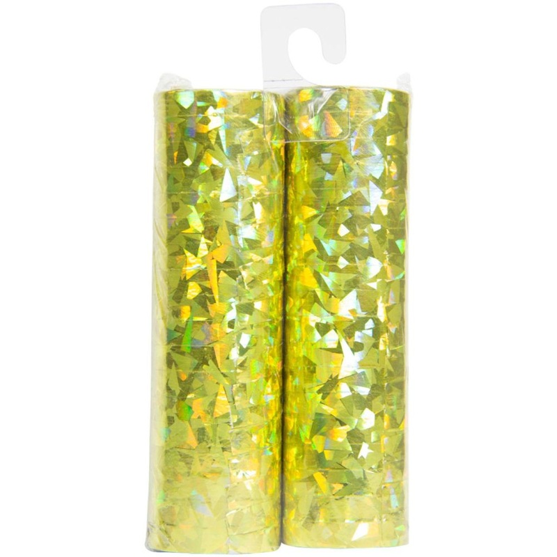 2 gold holographic streamers 4m
