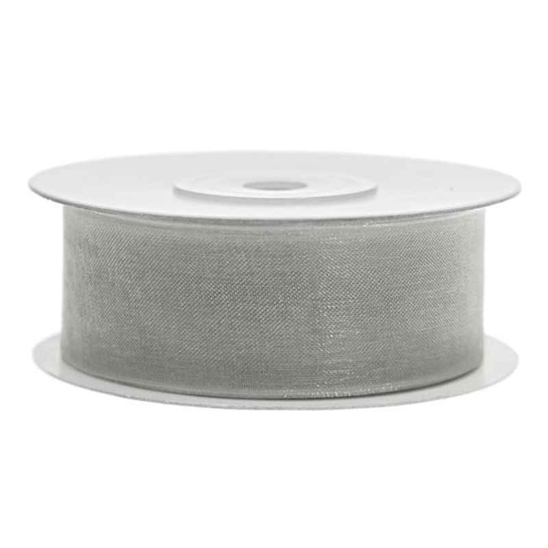 25m gift ribbon gray chiffon look