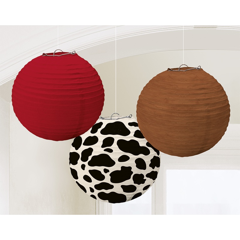 3 colorful paper lanterns Western 24cm