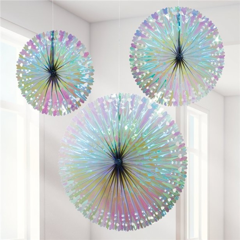 3 iridescent decorative rosettes