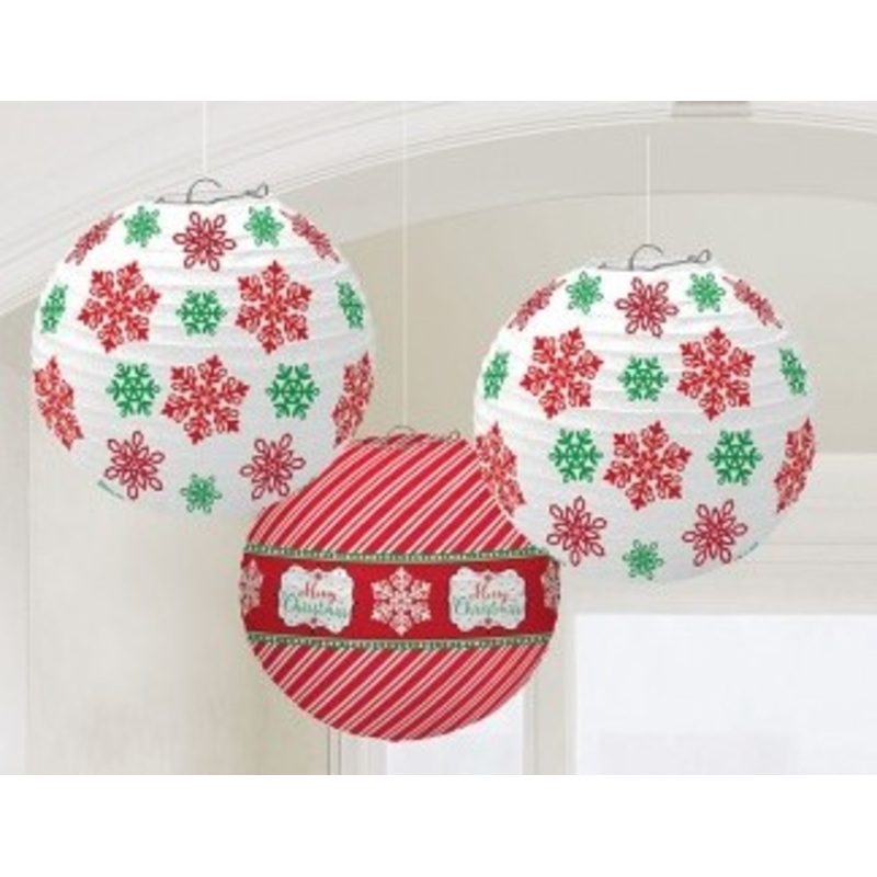 3 Merry Christmas lanterns