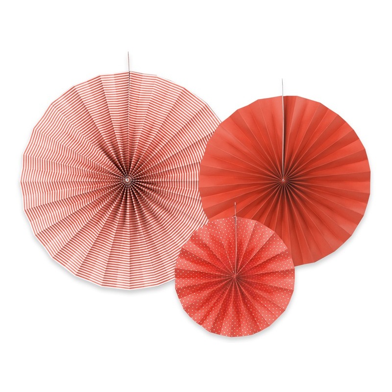 3 pattern mix paper rosettes red