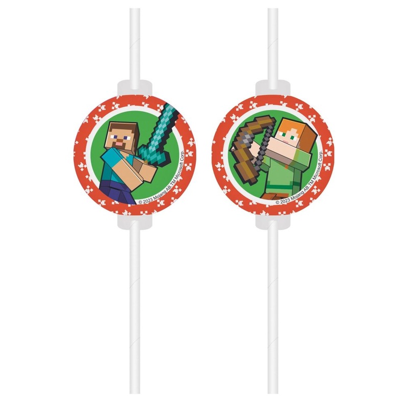 4 FSC Minecraft drinking straws 22cm