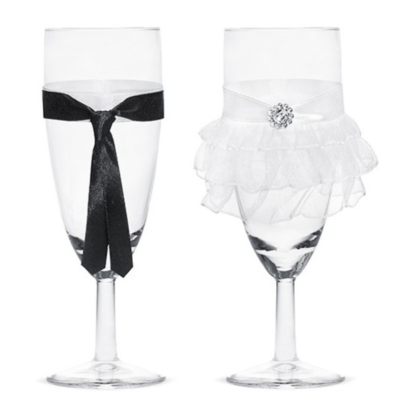 Wedding glasses bride and groom 15 cm