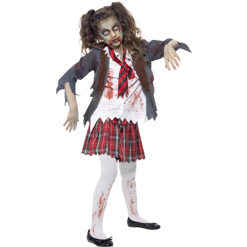 Bloody zombie school girl child costume