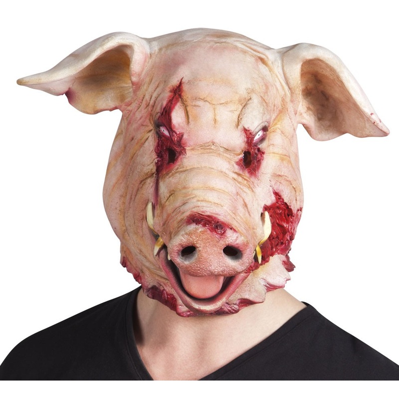 Horror latex mask bloody pig