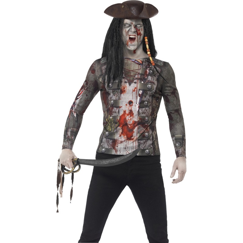 Zombie pirate shirt gray for men M