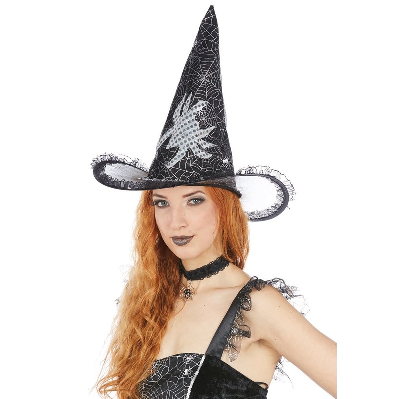Glittering witch hat with spider