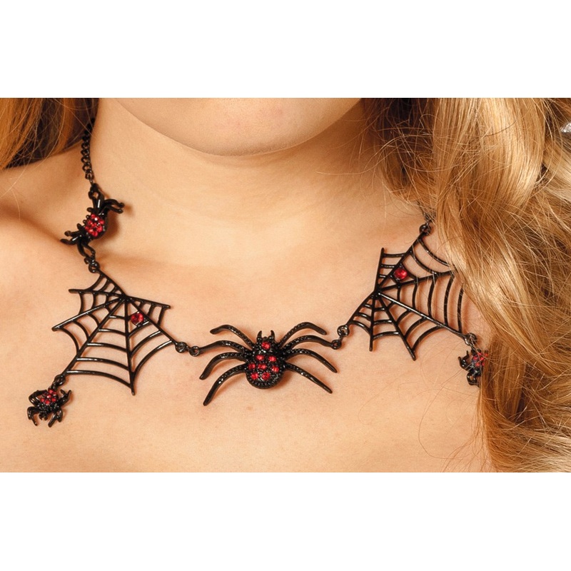 Gothic spider necklace with gemstones