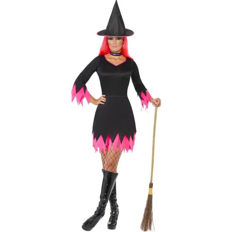 Halloween costume sexy witch black pink S