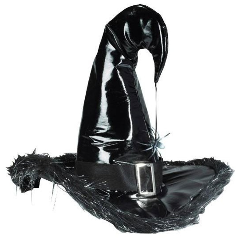 Halloween hat witch shiny with spider