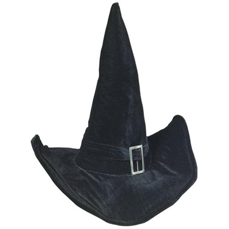 Halloween witch hat black with buckle
