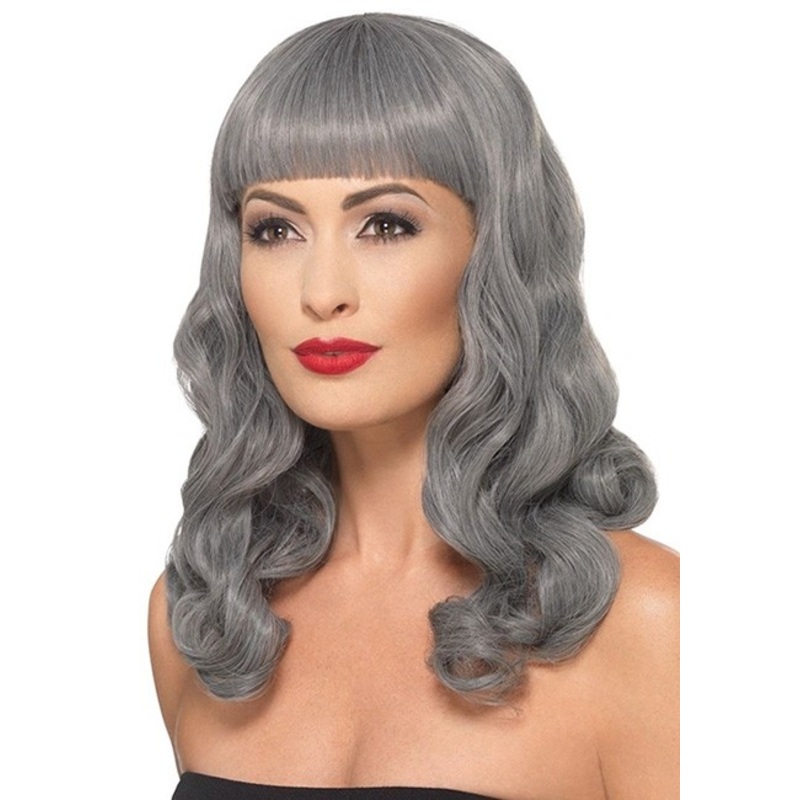 Long hair wig Barbara gray