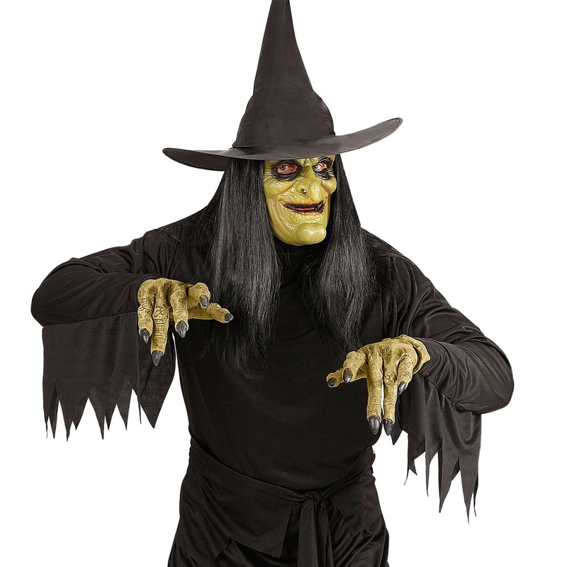 Scary witch mask with hair