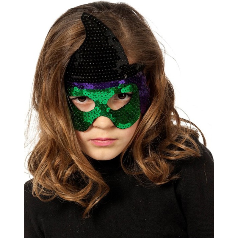 Sequin mask witch for children