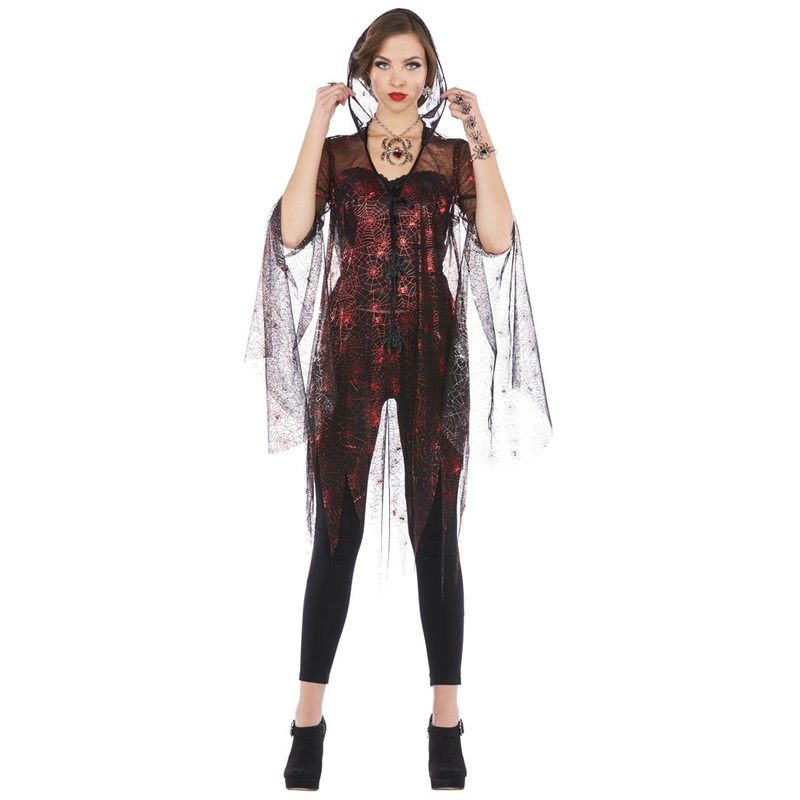 Transparent spider web ladies jacket in red-black 36-38