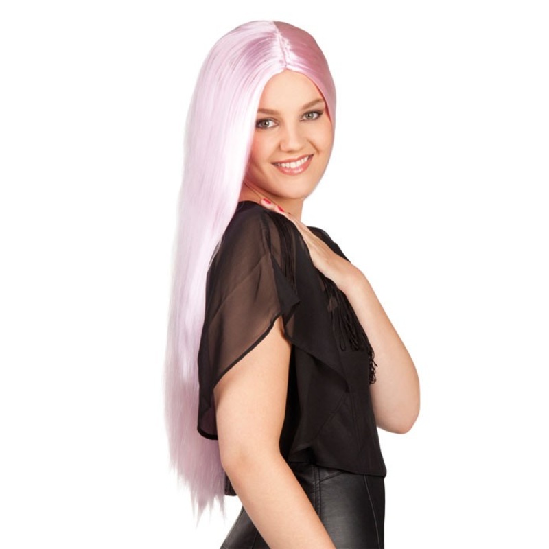 Wig pink long straight