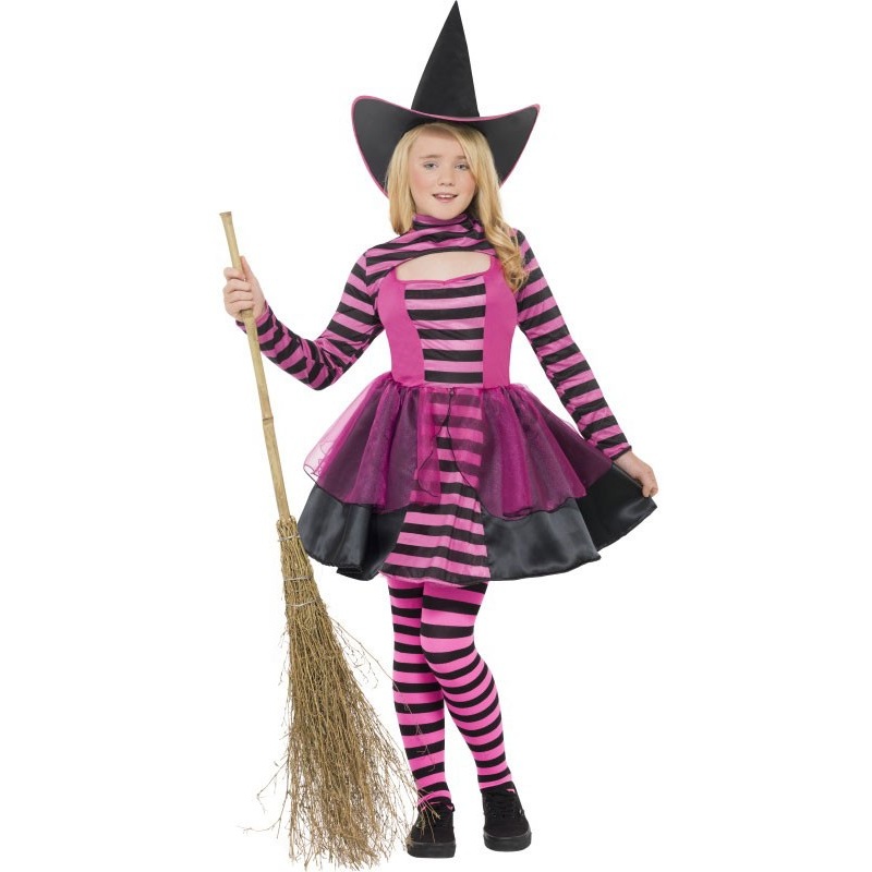 Witch costume curled black-pink