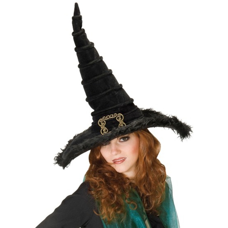 Black Halloween witch hat with buckle