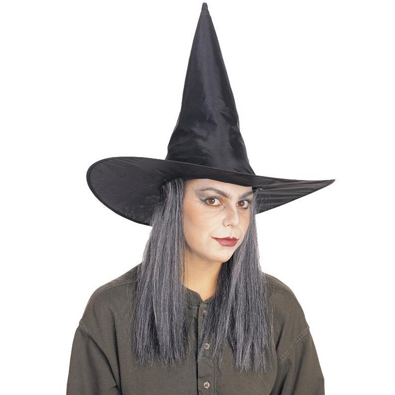 Black witch hat with gray hair classic