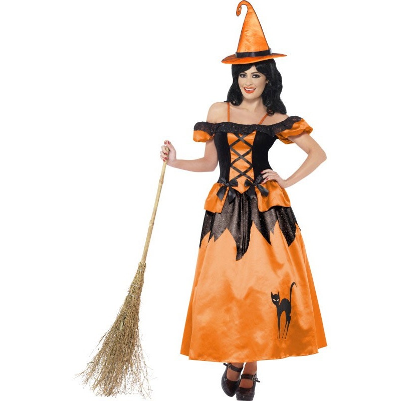 Chic witch costume orange black S