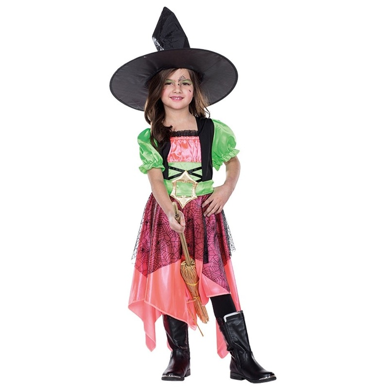 Colorful witch costume with hat for children 116