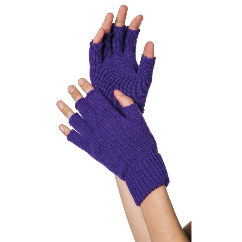 fingerless gloves in purple
