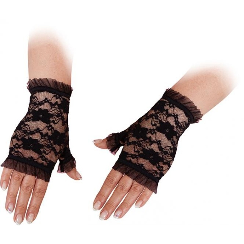 Fingerless lace glove black