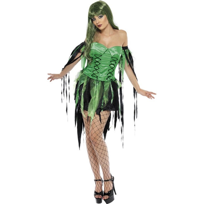 Forest fairy costume tattered dress fairy green