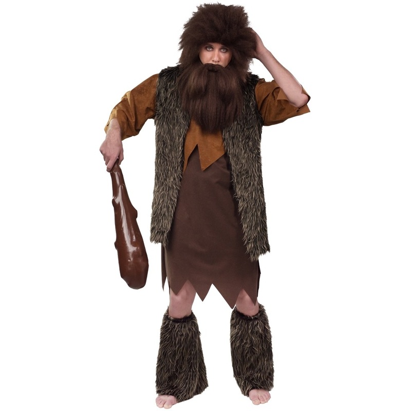 Long stone age fur vest for adults S-M