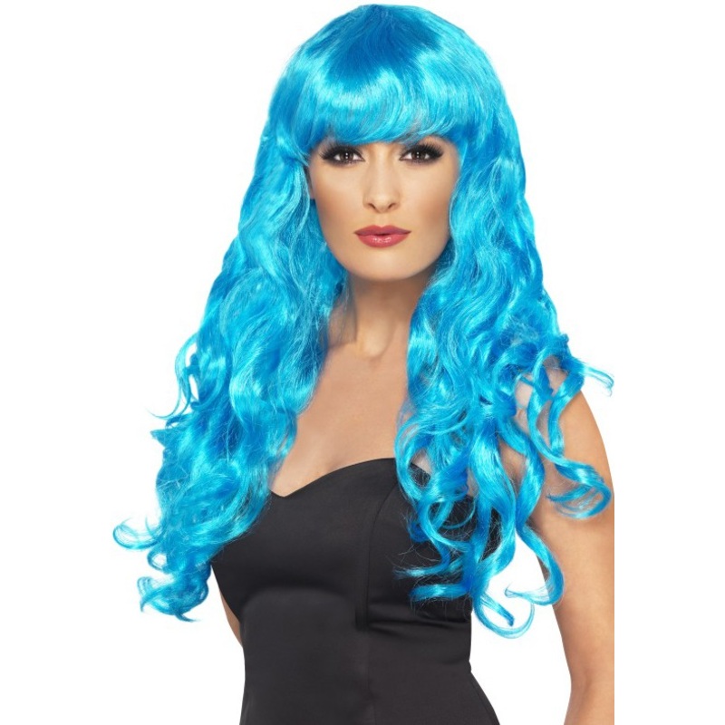 Magical curly wig in blue