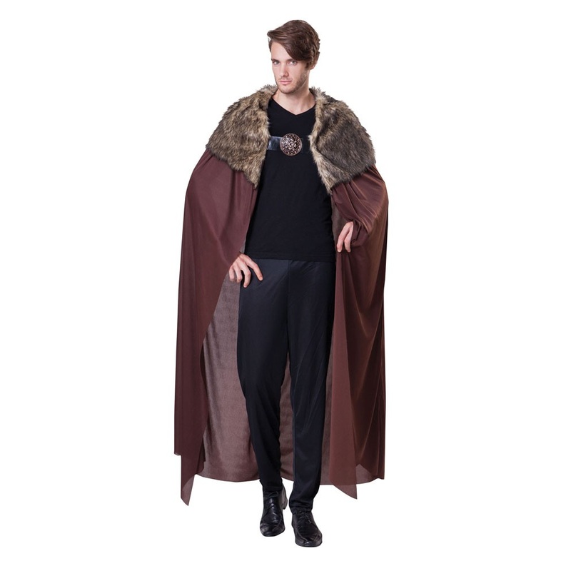Medieval fur collar cape brown