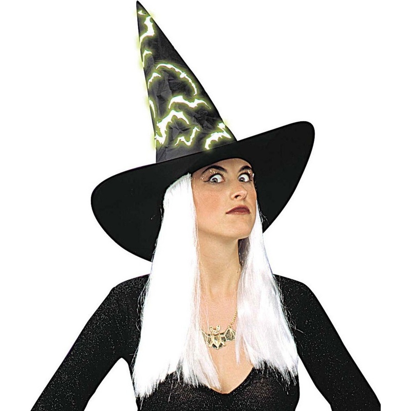 Nima neon witch hat with white hair