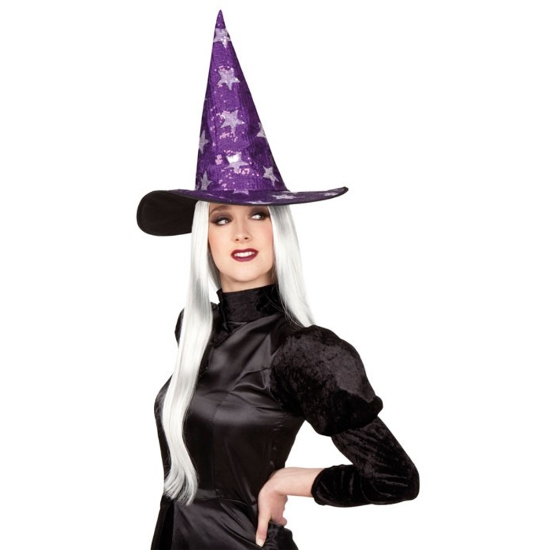 Purple magic star witch hat for great sorceresses