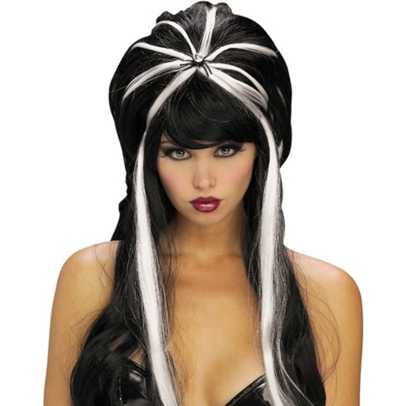 Spider queen wig black and white