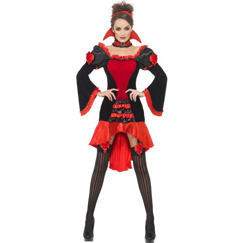 Vampire lady baroque costume women red black S