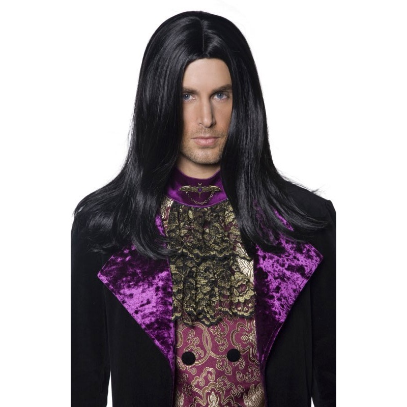 Black men's long hair wig Gothic