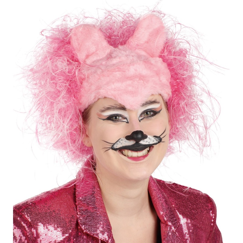 Disheveled pink big cats wig