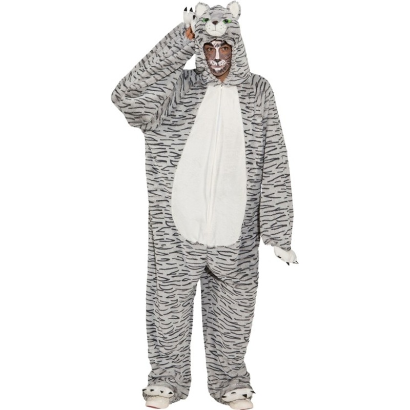 Gray room tiger plush overall S-M