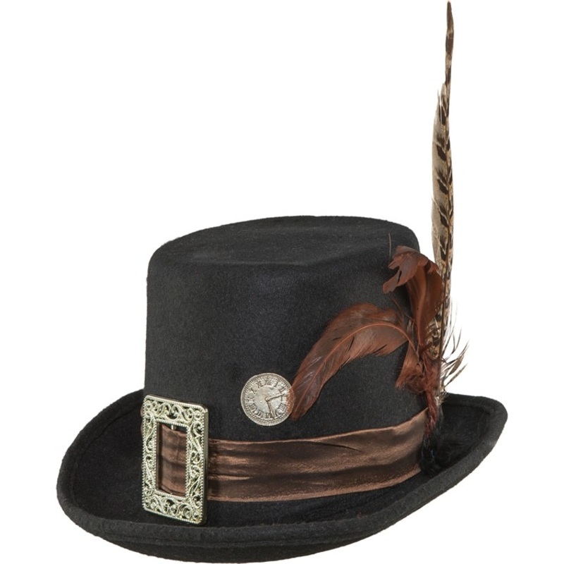 Steampunk retro top hat with feathers