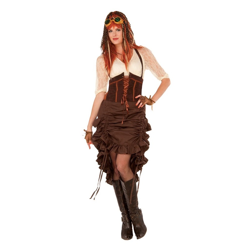 Steampunk ruffled skirt with brown frills
