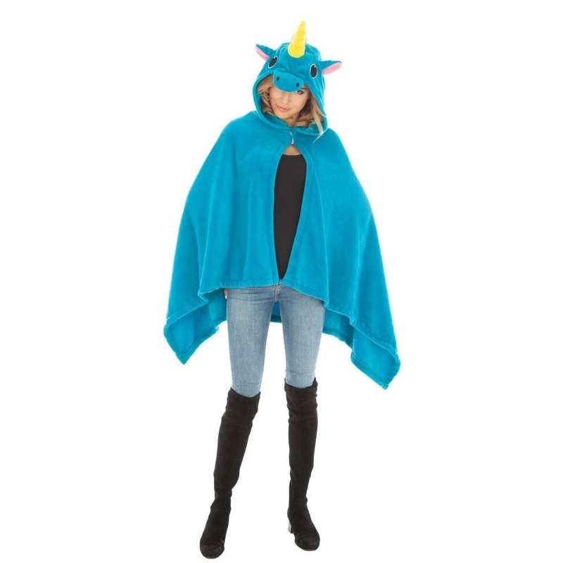 Unicorn poncho for women blue