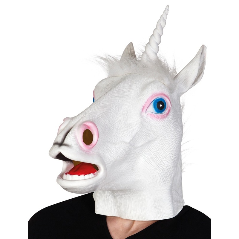 Unity unicorn full head mask made of latex