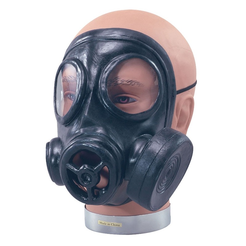 Black rubber gas mask