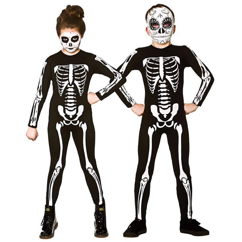 Bone kids skeleton costume for kids S